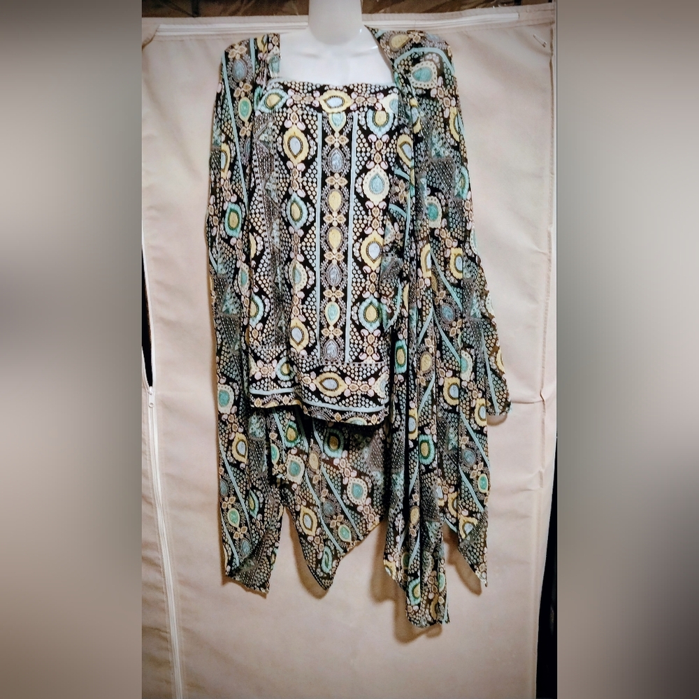 Lane Bryant Chiffon Maxi Adjustable-Sleeve Overpiece - Picture 5 of 9